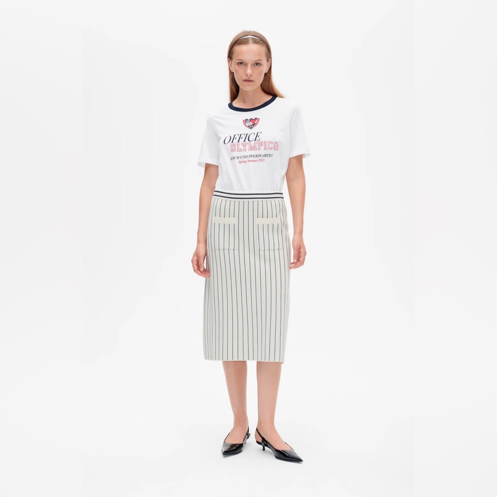 Baum und Pfergarten Celie Skirt - Creme Navy Stripe (L)